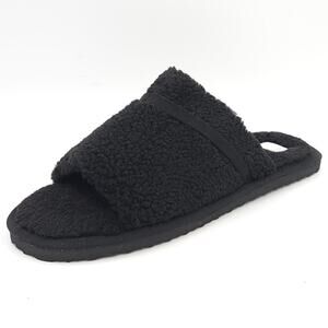 Journee Collection Women Caterina Faux Fur Slide Slipper US 10 Black Faux Sherpa